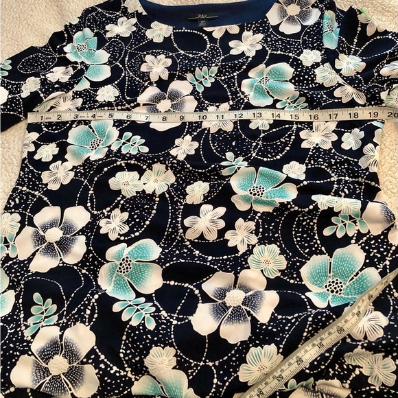 R&K Women's blue white green Floral Size 14 P Formal office party special event - Picture 7 of 11